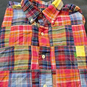 Vintage 90’s Ralph Lauren madras patchwork dress shirt M